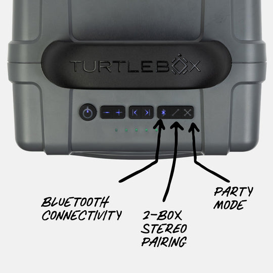 Turtlebox Cub in Gray, touch control detail