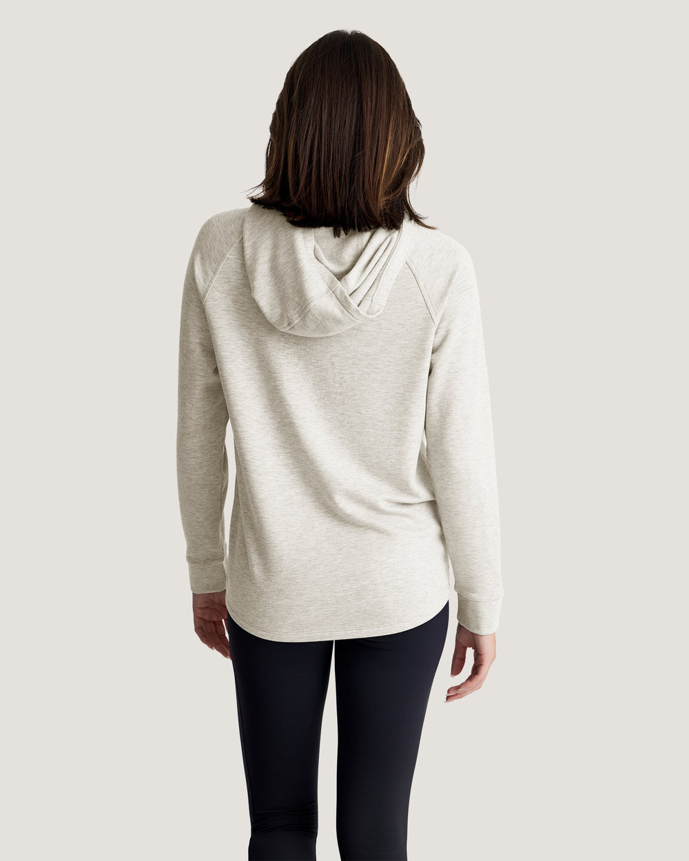 Women's Bamboo Lightweight Fleece Hoodie in Off White Heather