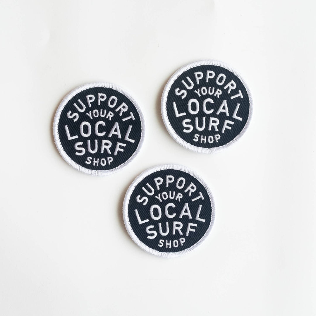 Union Made - Support Your Local Surf Shop Iron on Patch -  Black & White