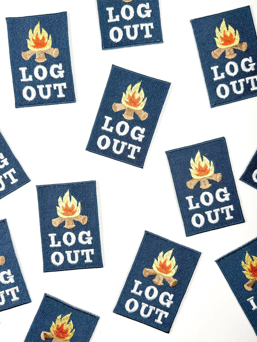 Field Trip Threads - Log Out Embroidered Iron-On Patch Perfect for Hiking Camping