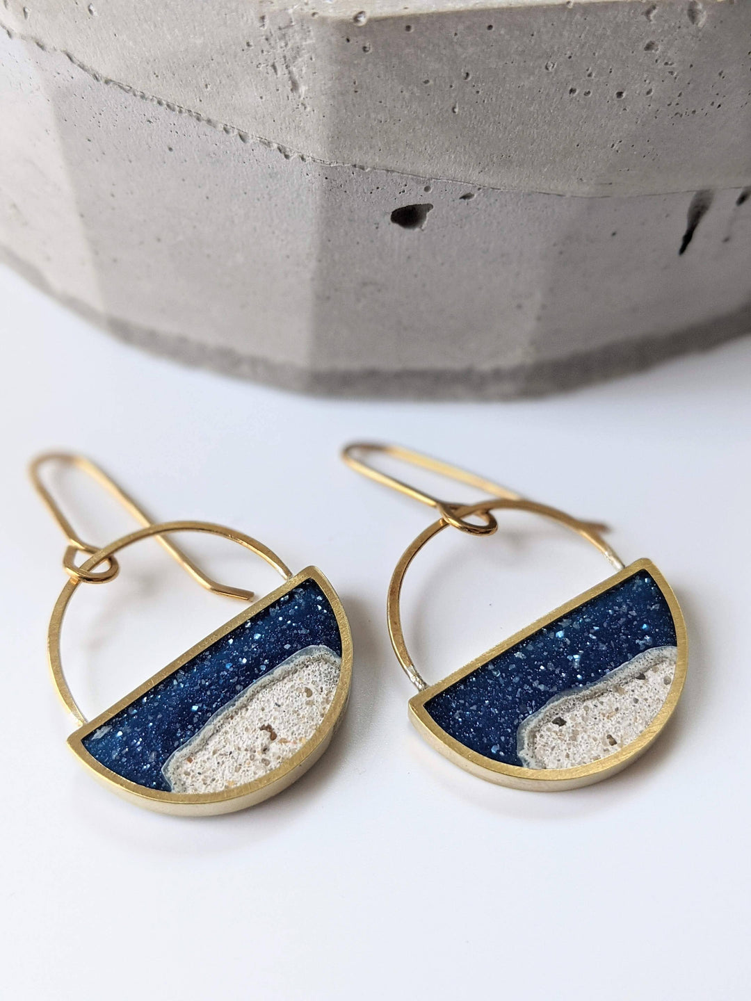Half Moon Sand and Resin Earrings