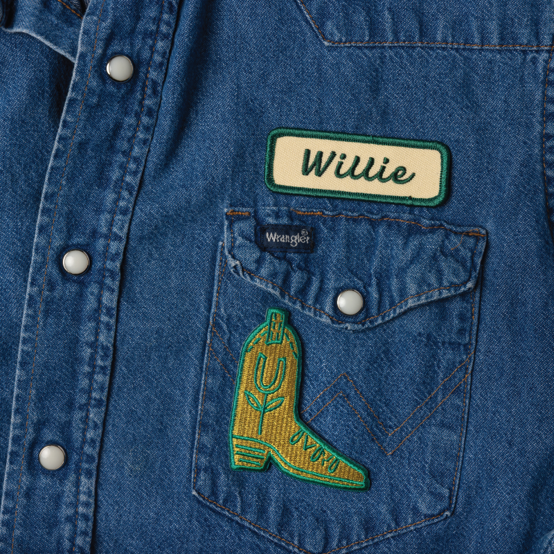 "lucky boot" woven patch