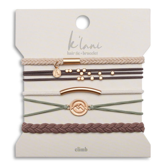 "Climb" Gold Mountain Peak Charm Hair Tie Bracelets