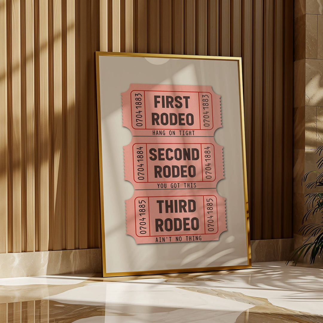Tejas Country Club - First Rodeo Ticket Stub Art Print Pink (FLAT)