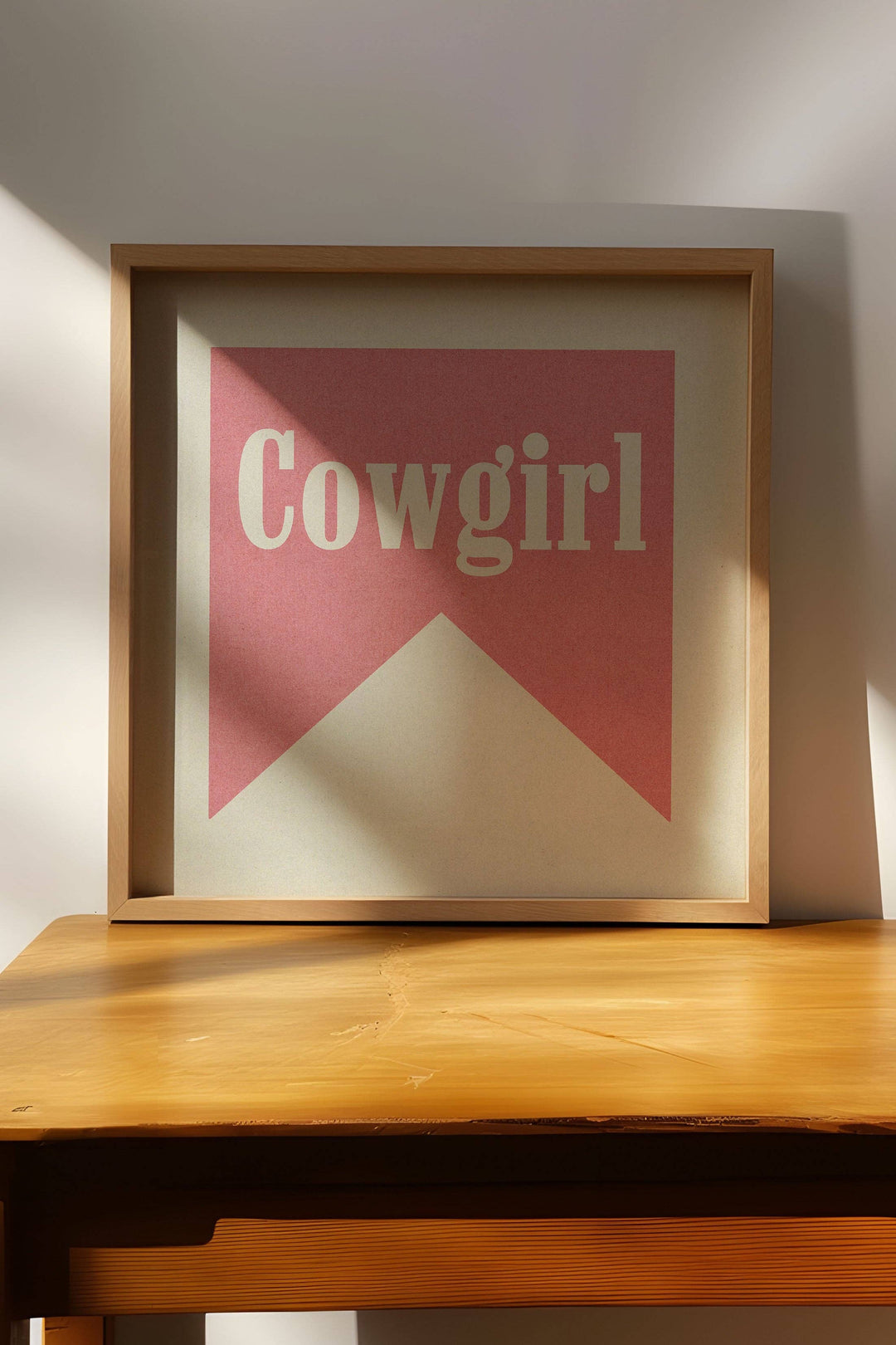 Tejas Country Club - Cowgirl Pink Banner Tab Typography Square Art Print