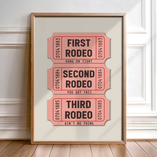 Tejas Country Club - First Rodeo Ticket Stub Art Print Pink (FLAT)