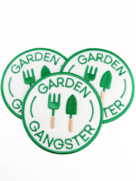 Field Trip Threads - Garden Gangster Embroidered Iron On Patch Organic Farm Hats
