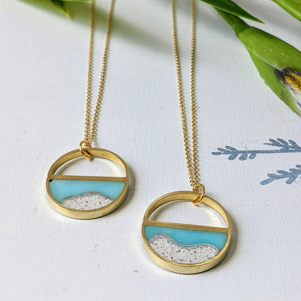 Half Circle Beach Scene Necklace