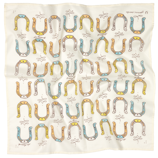 Luxury Cotton Voile Bandana – “Giddy Up” mantra - cream
