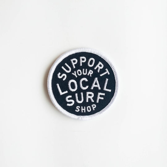 Union Made - Support Your Local Surf Shop Iron on Patch -  Black & White