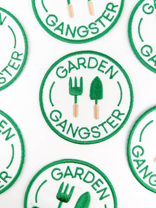 Field Trip Threads - Garden Gangster Embroidered Iron On Patch Organic Farm Hats