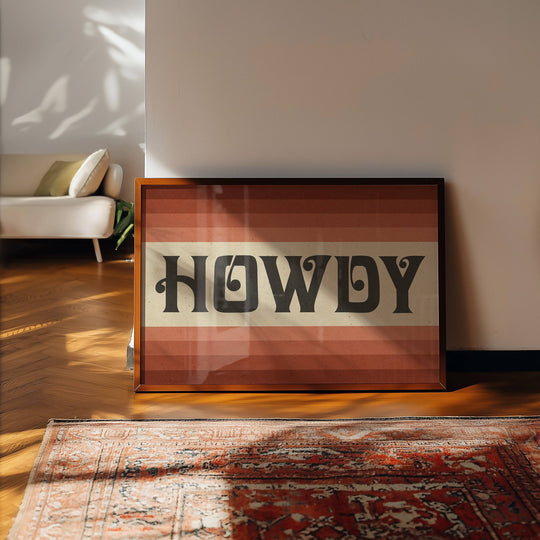 Tejas Country Club - Howdy Art Print Poster Monochromatic Ombre Rust Print (FLAT)