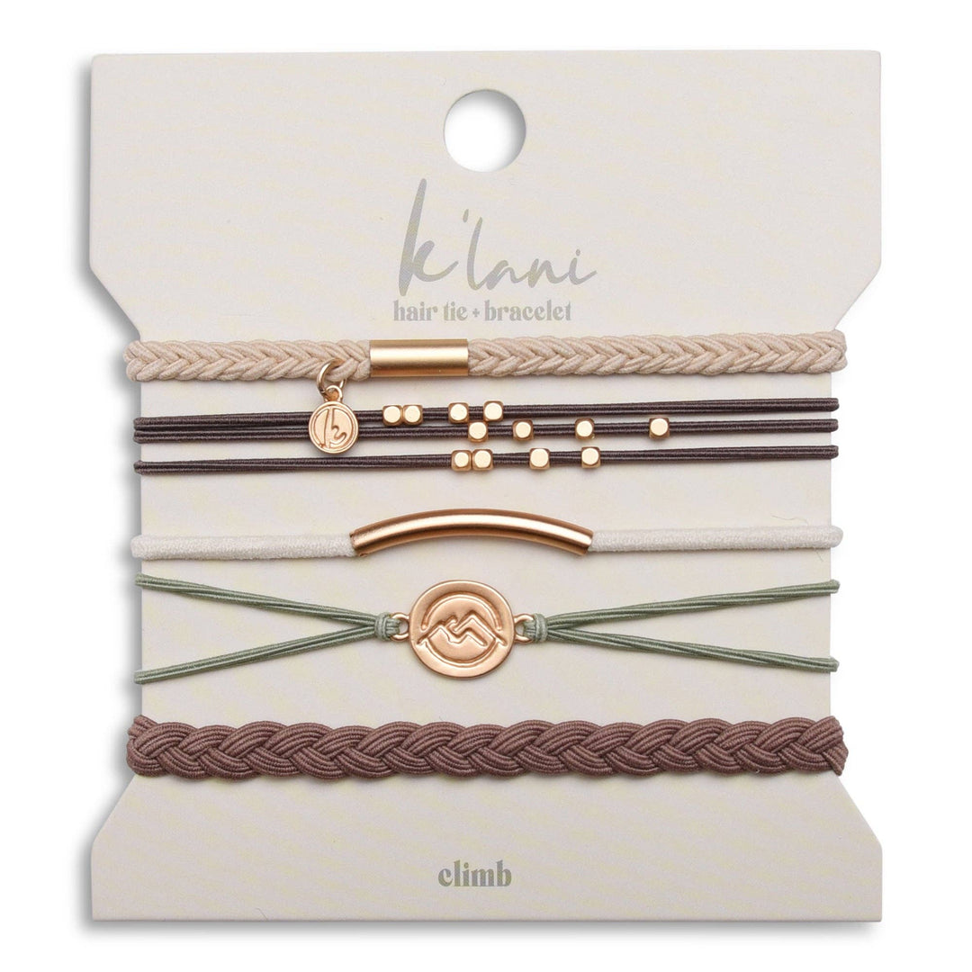 "Climb" Gold Mountain Peak Charm Hair Tie Bracelets - Davidson Provision Co.