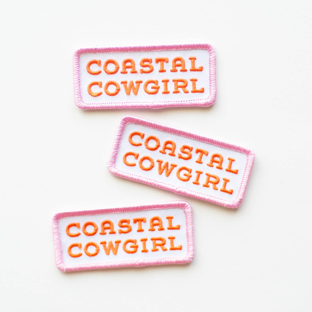 Coastal Cowgirl Embroidered Iron on Patch (Pink+Orange) - Davidson Provision Co.
