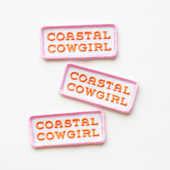 Coastal Cowgirl Embroidered Iron on Patch (Pink+Orange) - Davidson Provision Co.