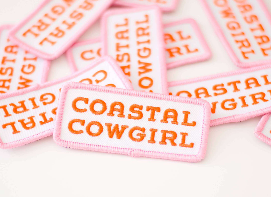 Coastal Cowgirl Embroidered Iron on Patch (Pink+Orange) - Davidson Provision Co.
