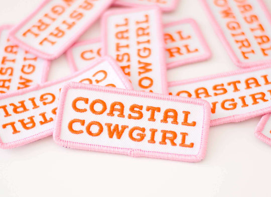 Coastal Cowgirl Embroidered Iron on Patch (Pink+Orange) - Davidson Provision Co.