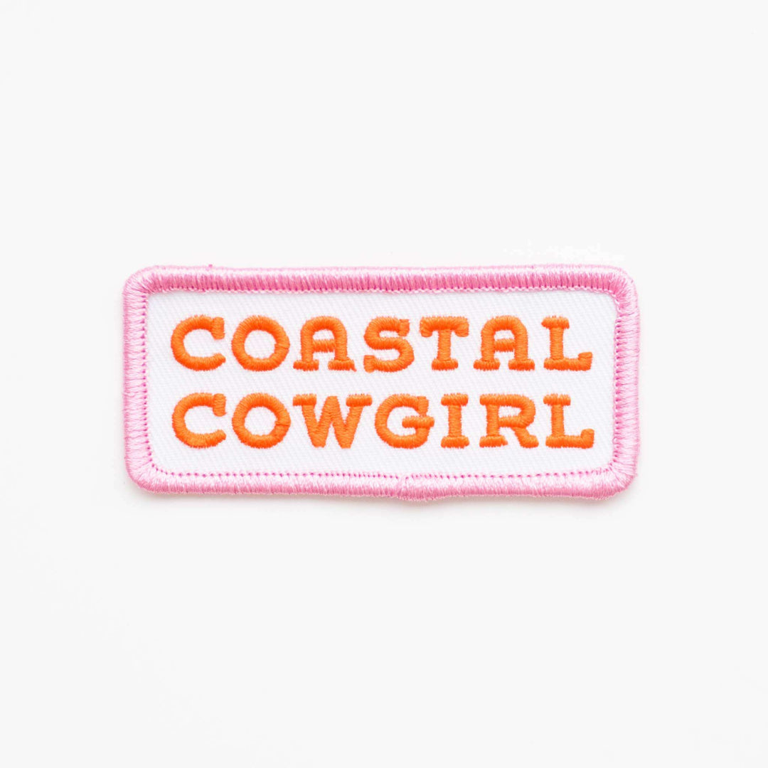 Coastal Cowgirl Embroidered Iron on Patch (Pink+Orange) - Davidson Provision Co.