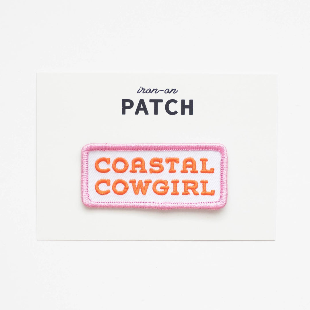 Coastal Cowgirl Embroidered Iron on Patch (Pink+Orange) - Davidson Provision Co.