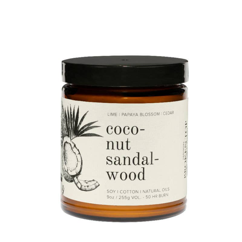 Coconut Sandalwood Natural Soy Candle 9 oz - Davidson Provision Co.