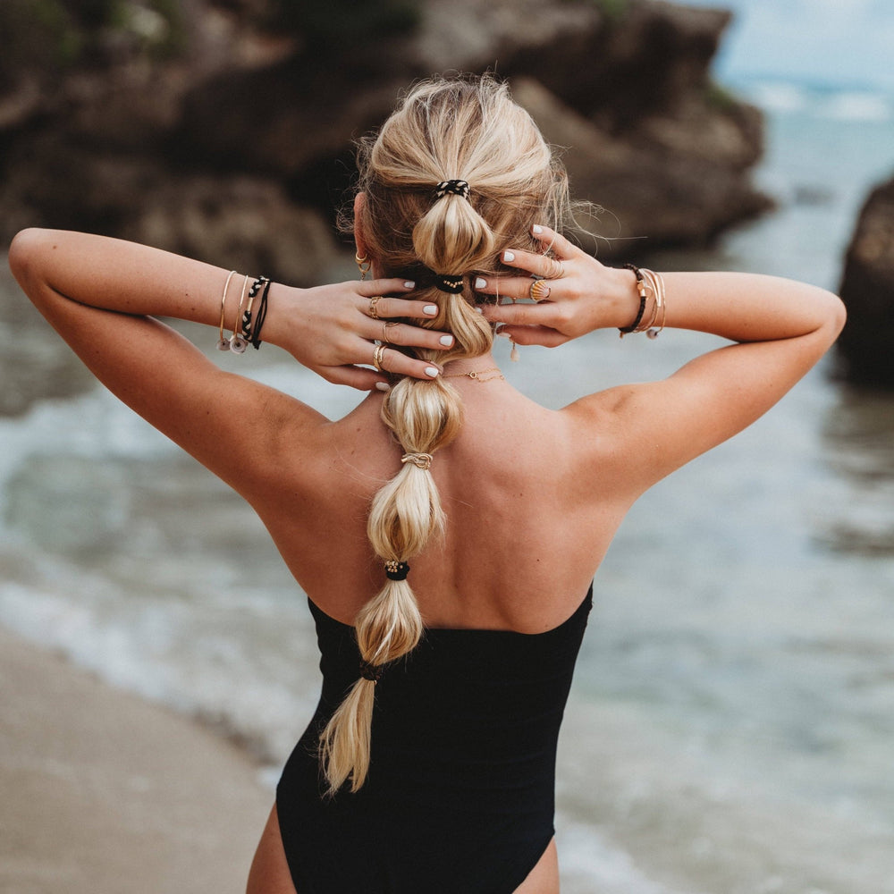 "Connect" Black & Cream with Gold Accent Hair Tie Bracelets - Davidson Provision Co.