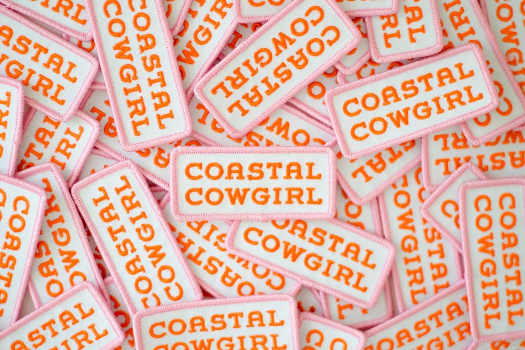 Union Made - Coastal Cowgirl Embroidered Iron on Patch (Pink+Orange)