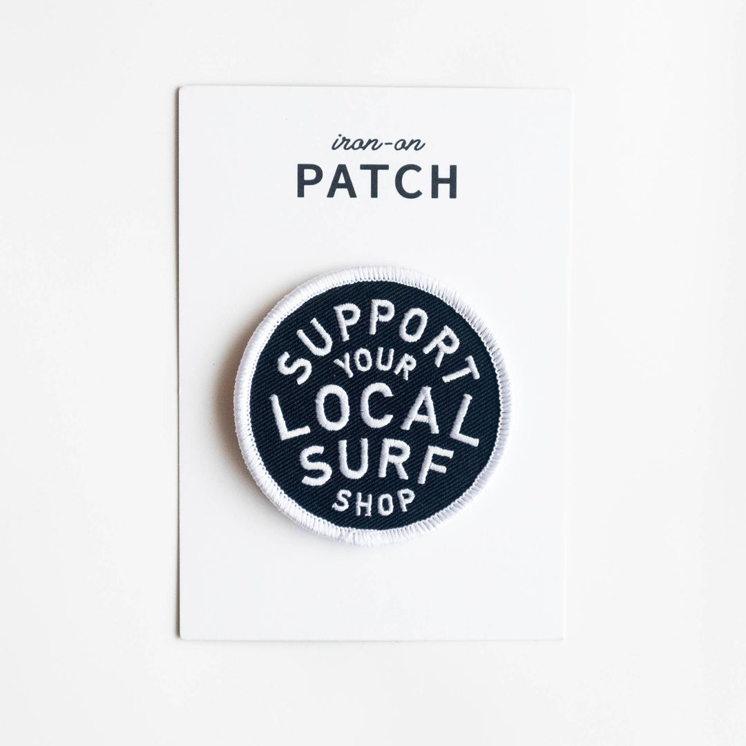 Union Made - Support Your Local Surf Shop Iron on Patch -  Black & White