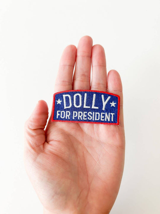 Dolly for President Navy Iron-On Patch Western Cowgirl - Davidson Provision Co.