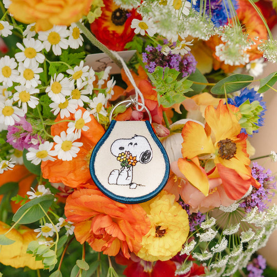 Snoopy Flower Bouquet Patch Keychain