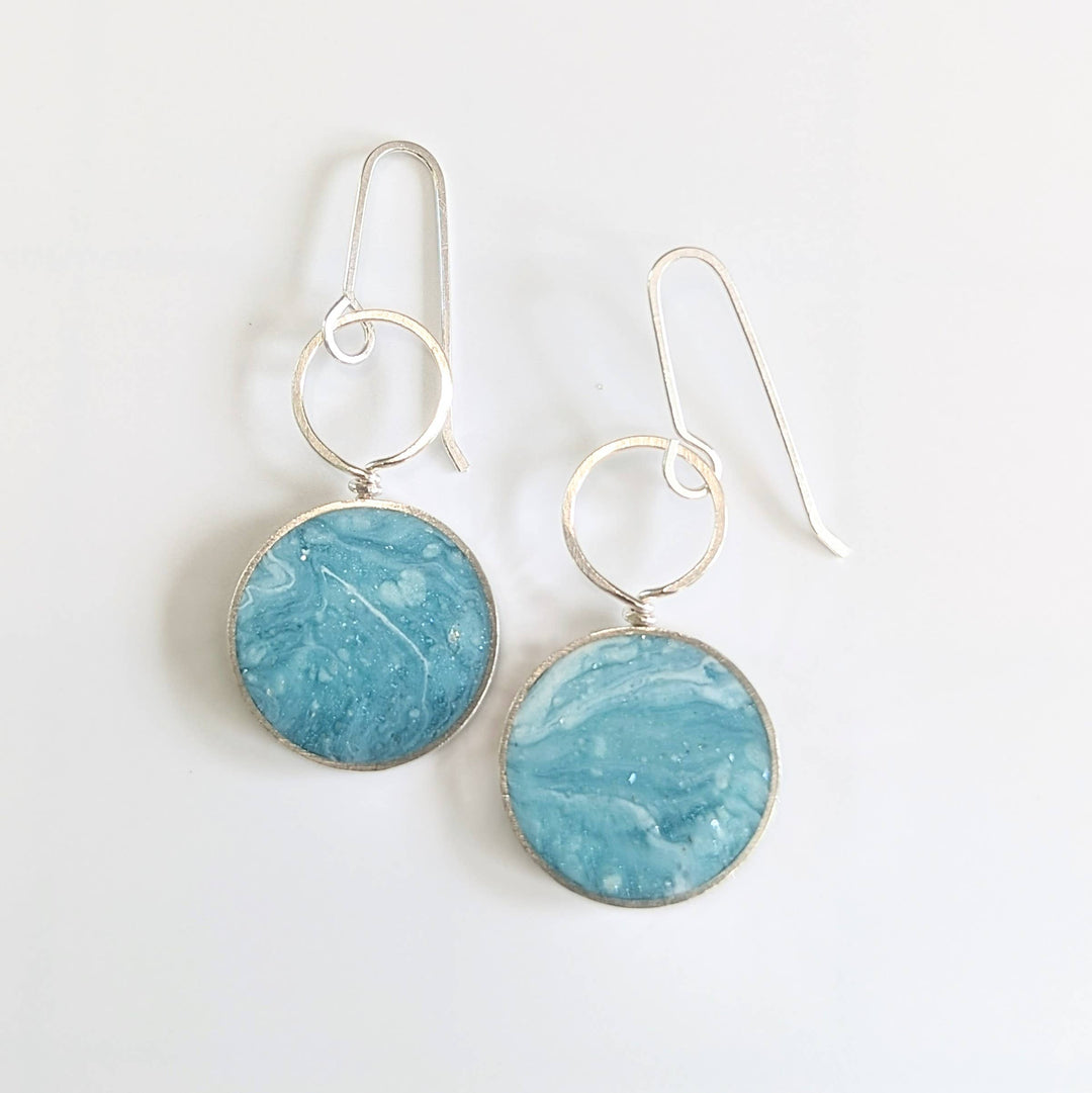 Circle With Loop Resin Earrings