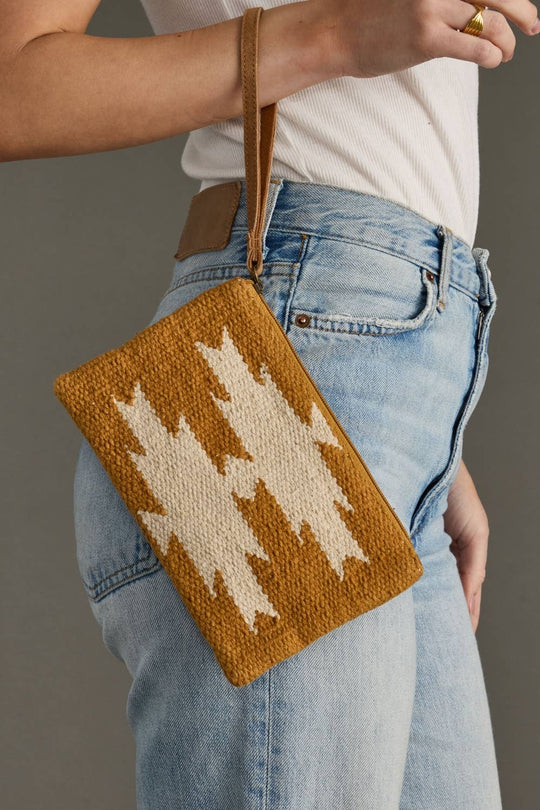 Camel & Cream Aztec Wristlet