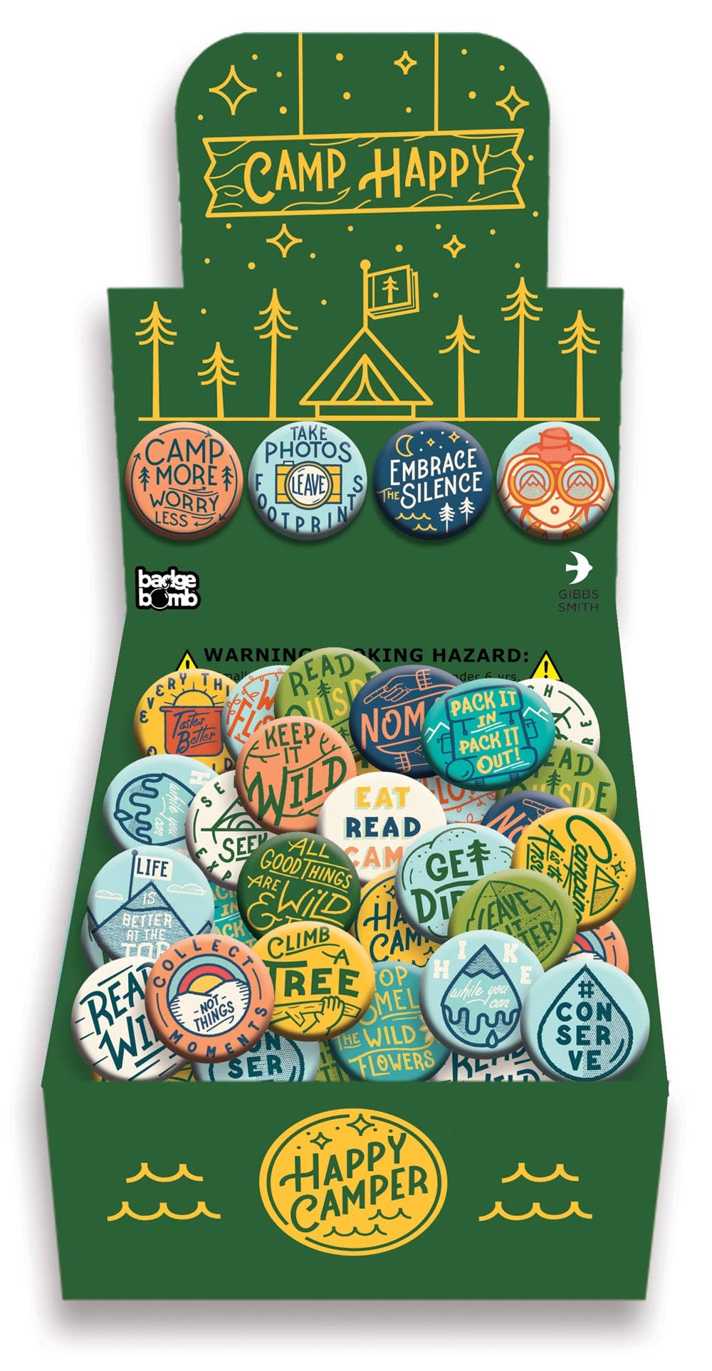 Gibbs Smith - Camp Happy Button Box - counter display
