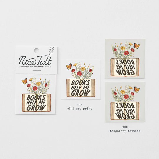 Books Help Me Grow - Temporary Tattoo