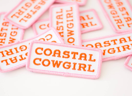 Union Made - Coastal Cowgirl Embroidered Iron on Patch (Pink+Orange)