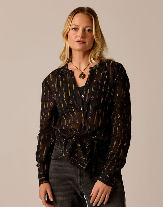 Carve Dylan Gauze Tunic in Ombre Ikat, front tied at the waist - Davidson Provision Co.
