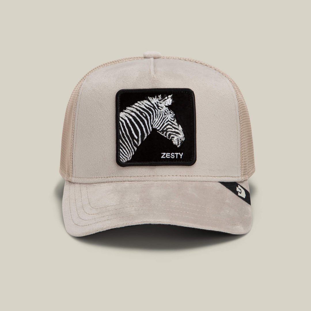 Goorin Bros Velour Zesty trucker hat in Biscuit, front