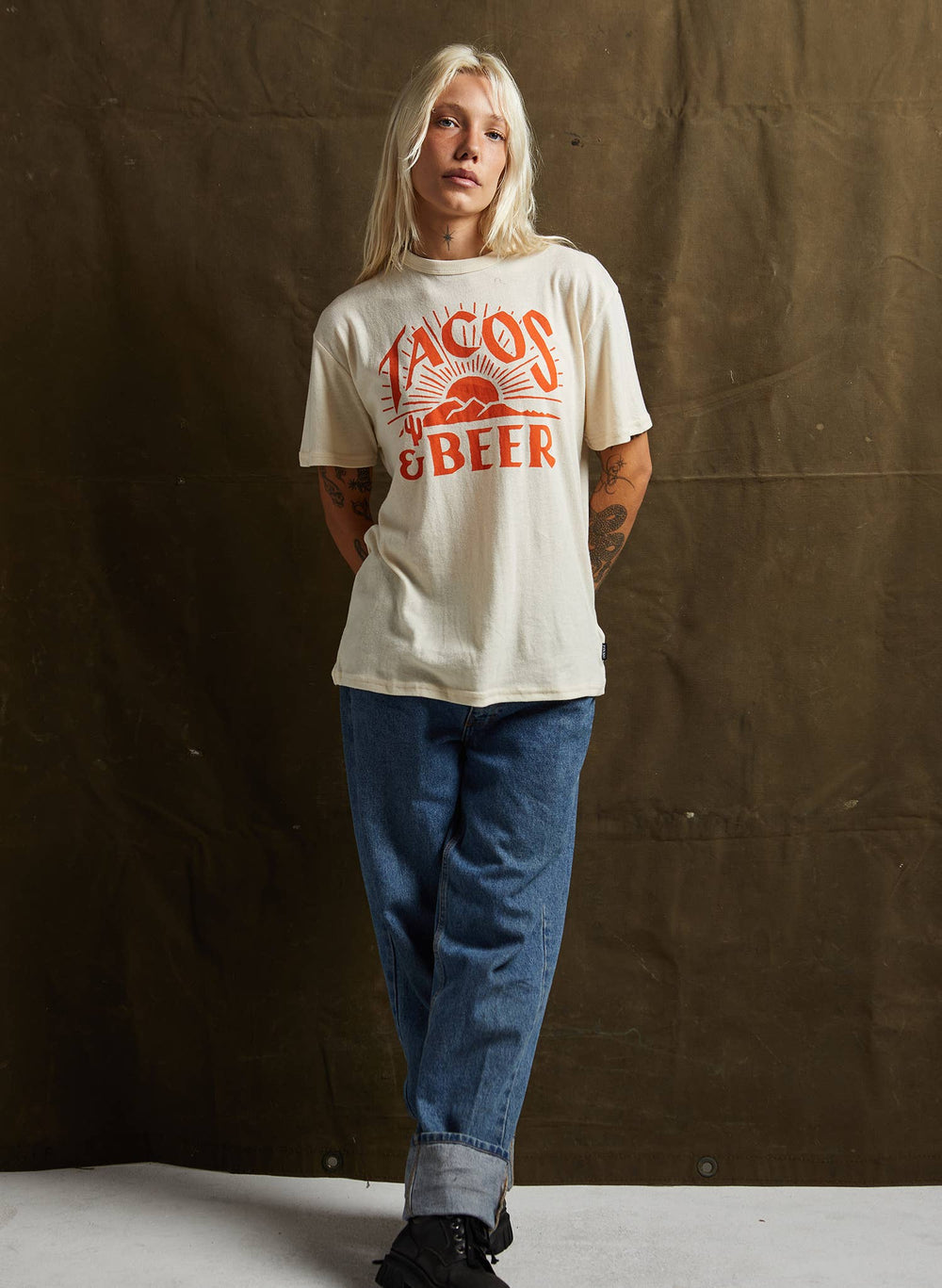 Pyknic - Tacos & Beer Western Vintage Style Tee for Men & Women
