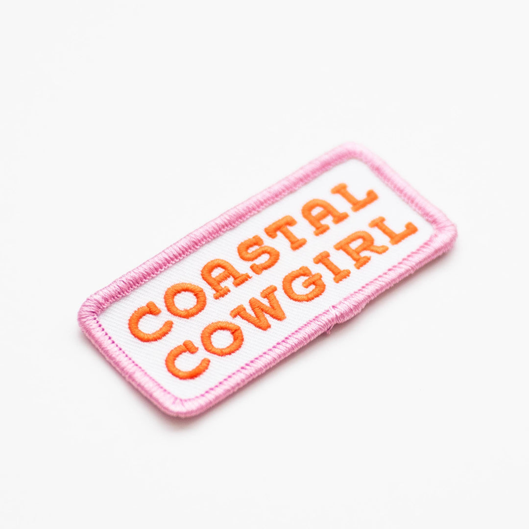 Union Made - Coastal Cowgirl Embroidered Iron on Patch (Pink+Orange)