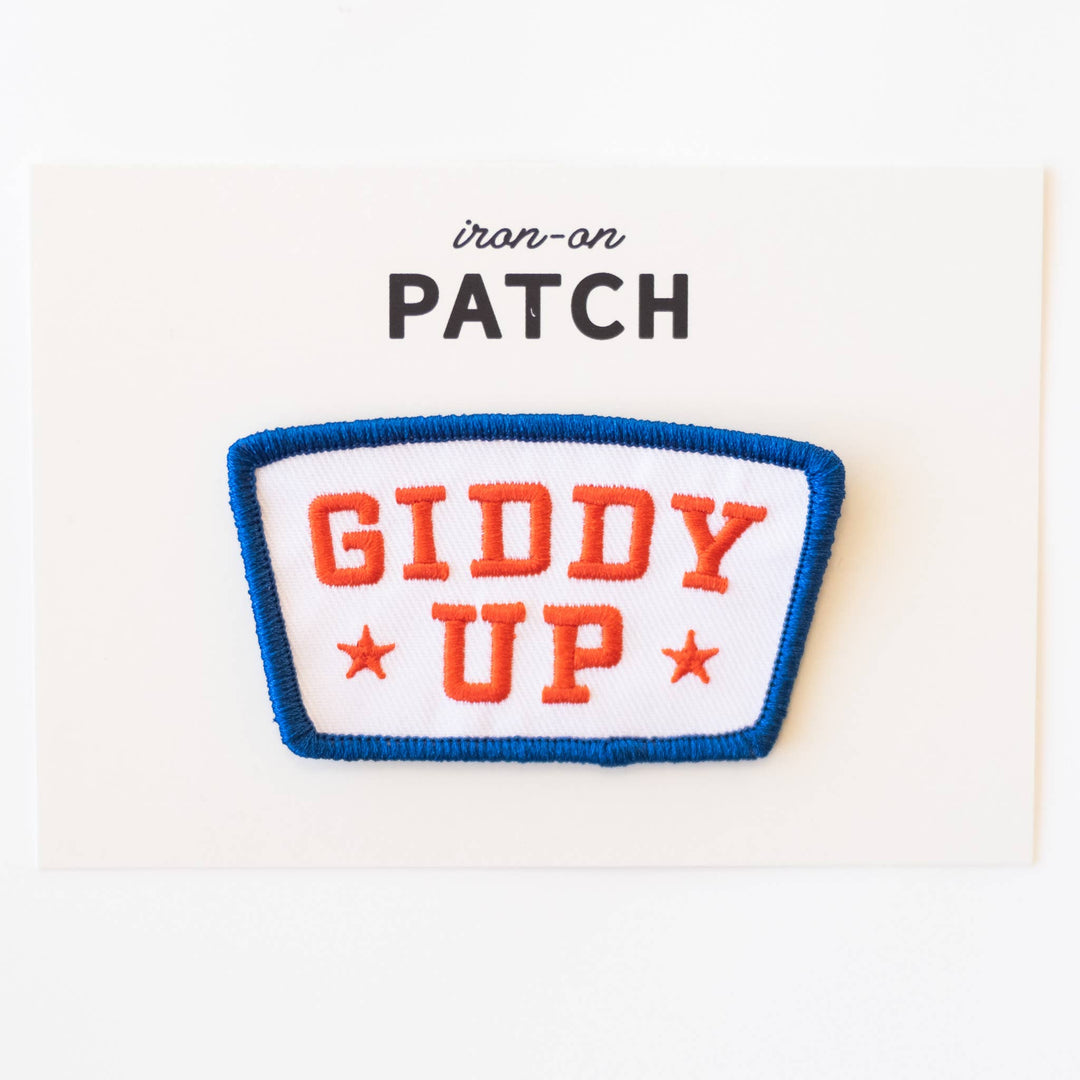 Giddy Up Embroidered Iron on Patch - Red, White and Blue - Davidson Provision Co.