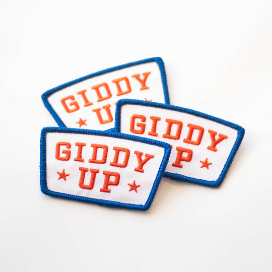 Giddy Up Embroidered Iron on Patch - Red, White and Blue - Davidson Provision Co.