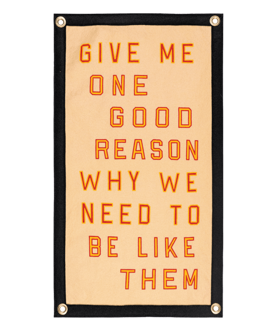 Give Me One Good Reason Why We Need To Be Like Them Camp Flag • Blink-182 x Oxford Pennant - Davidson Provision Co.