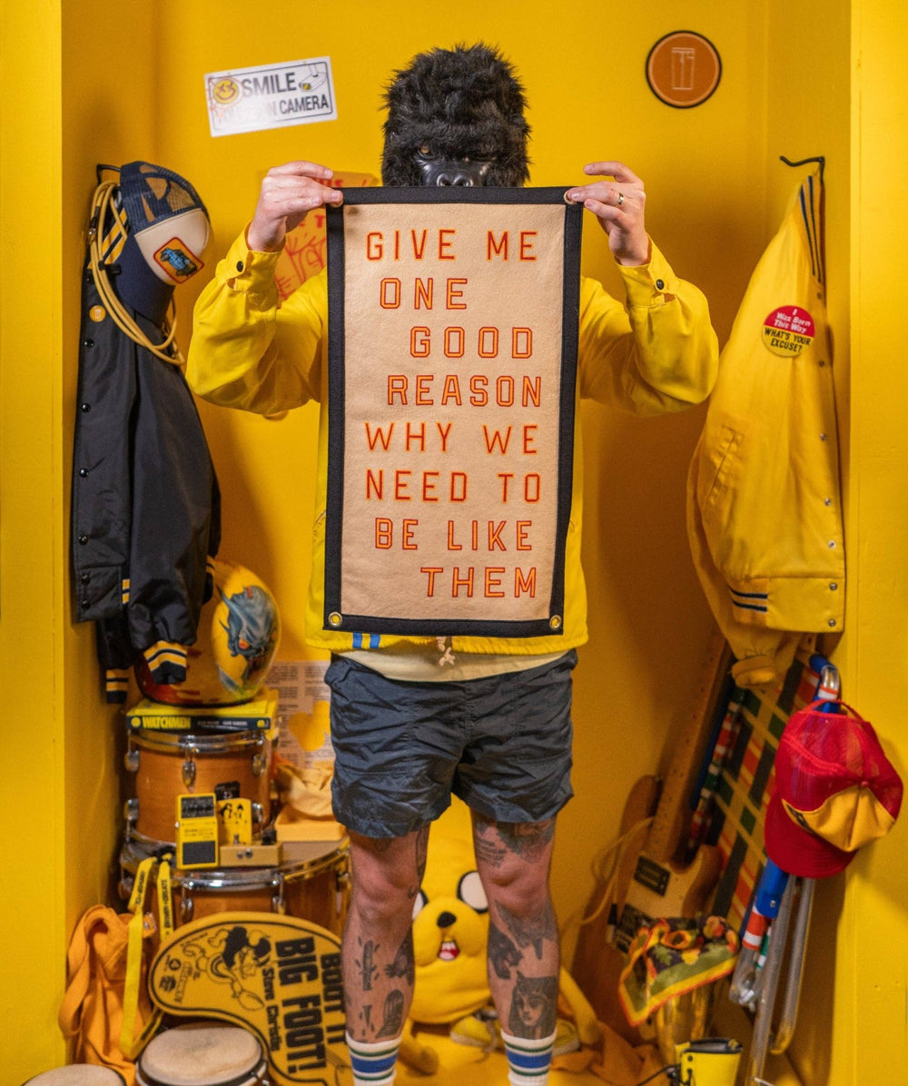 Give Me One Good Reason Why We Need To Be Like Them Camp Flag • Blink-182 x Oxford Pennant - Davidson Provision Co.