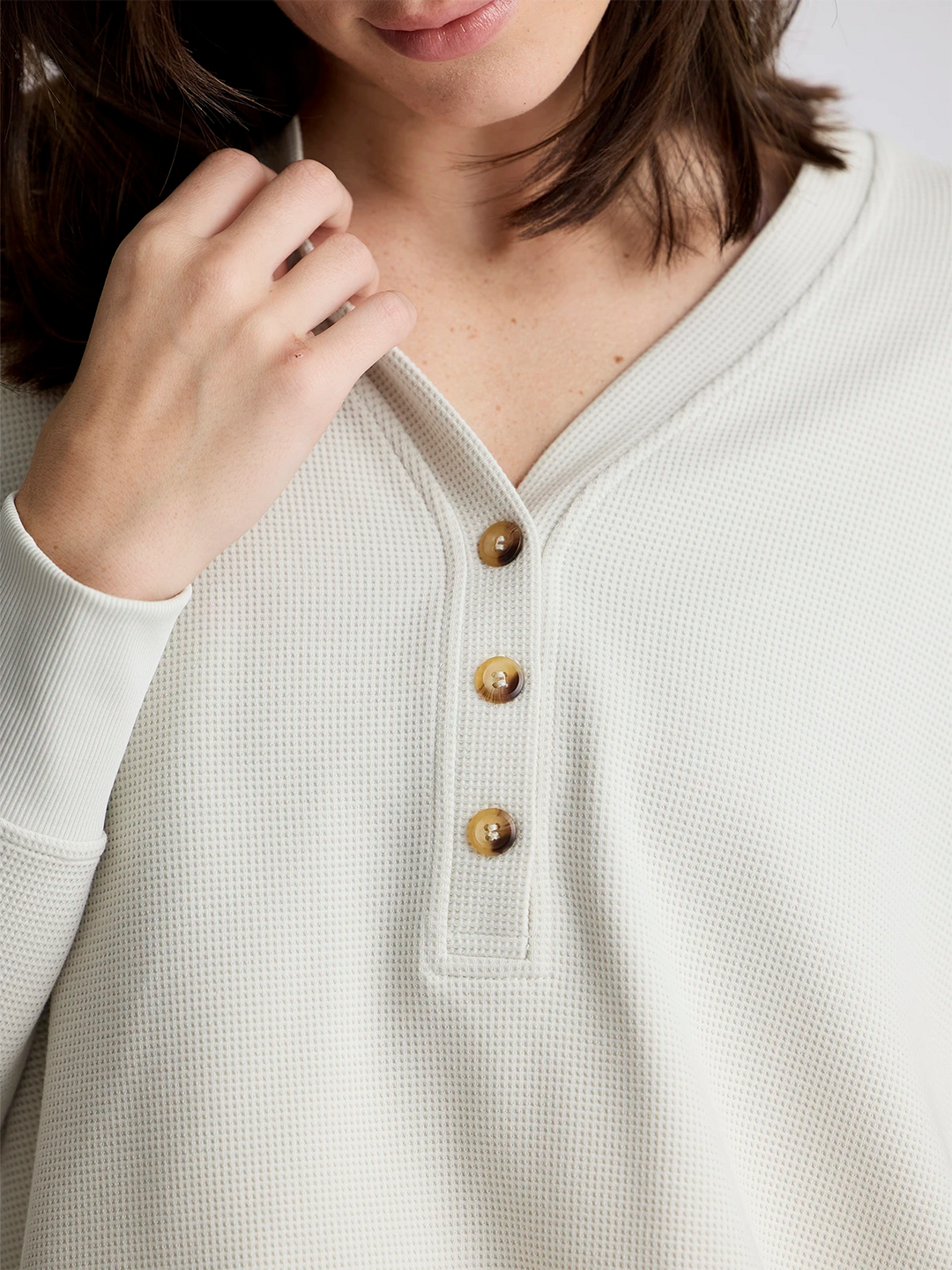 Women's Waffle Long Sleeve Henley