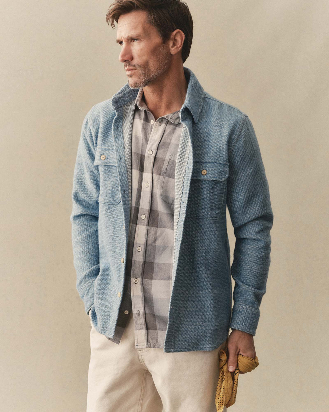Taylor Stitch The Division Shirt in Washed Indigo, front