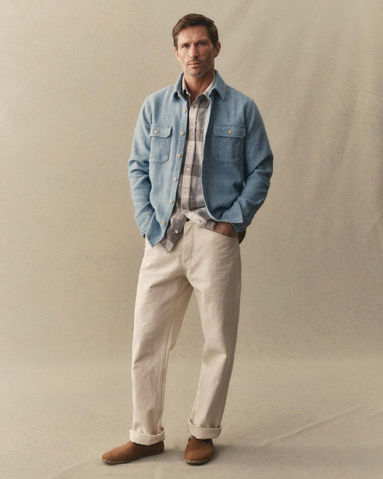 Taylor Stitch The Division Shirt in Washed Indigo, detail