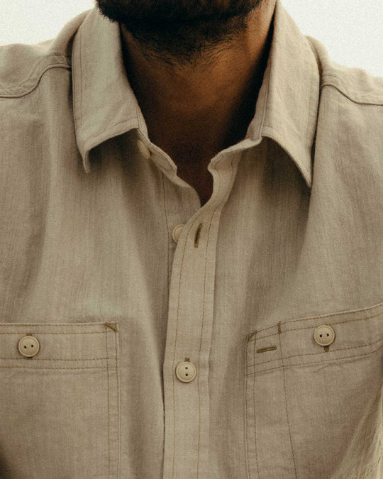 Taylor Stitch The Foundry Shirt in Natural Chambray, view 3