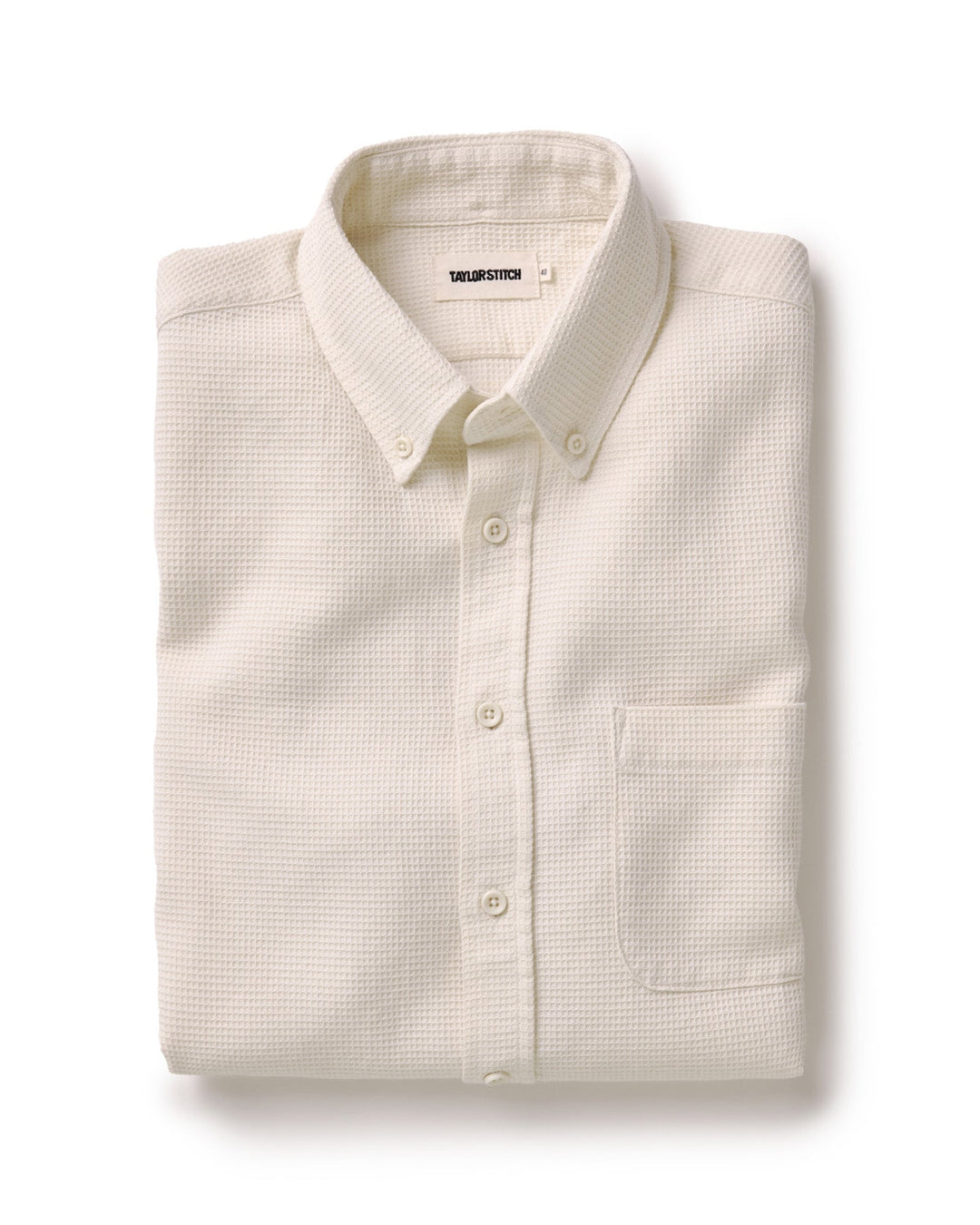 Taylor Stitch The Jack in Vintage White Waffle, folded flat lay