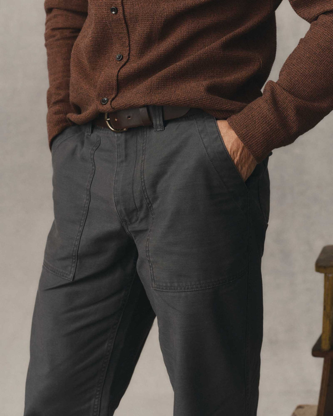 Taylor Stitch The Surplus Pant in Faded Black Reverse Sateen, view 3