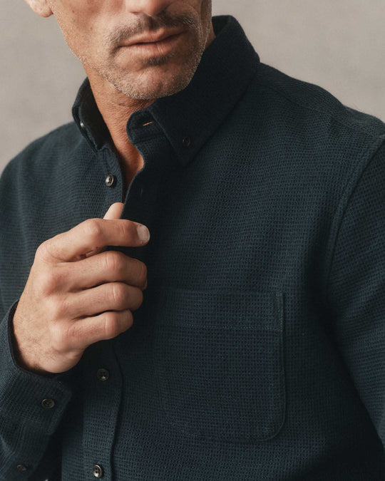 Taylor Stitch The Jack in Forest Waffle, front