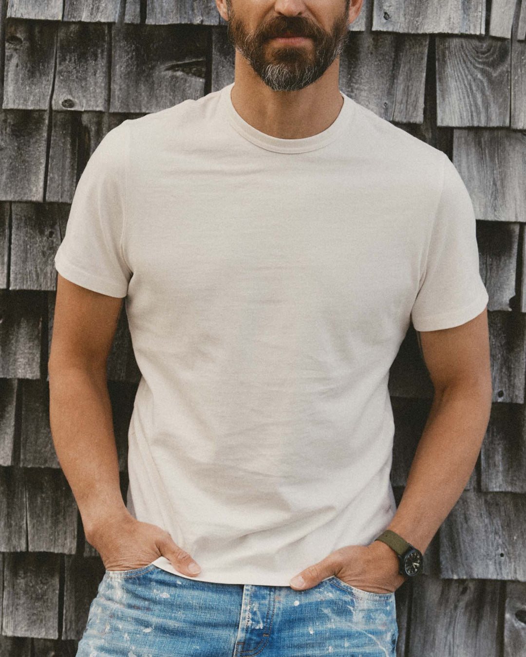 Taylor Stitch The Organic Cotton Tee in Vintage White, front